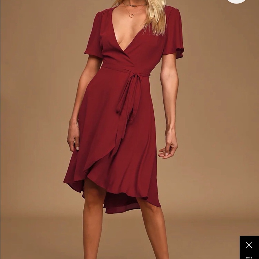 Lulus Elegant Burgundy Wrap Dress